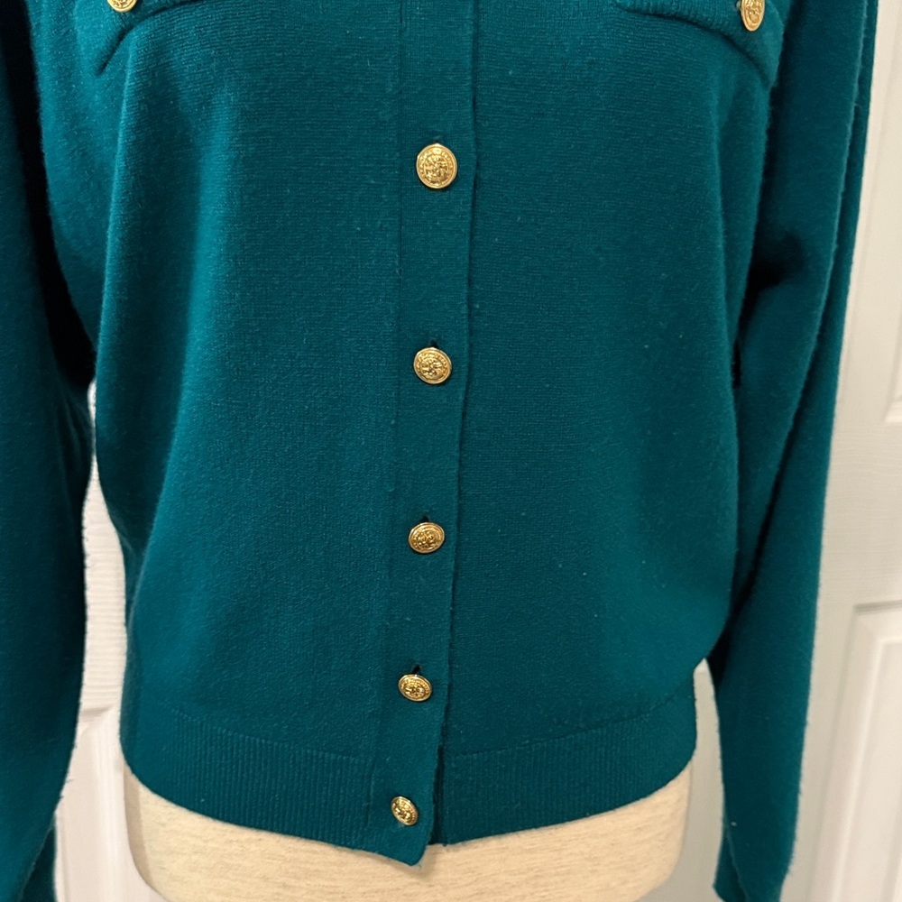 Vintage 90s Kerri N Kelsey Green Cardigan Sz L(M) - Picture 3 of 8